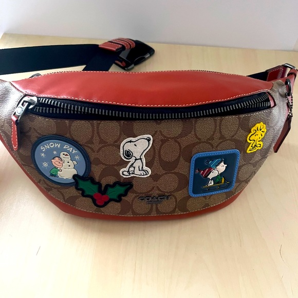 COACH X PEANUTS WARREN Belt Bag Signature Canvas w Patches CE541 NWT $450 - Picture 7 of 8
